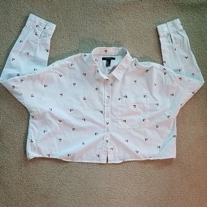 Forever 21 Cropped Top with Cherries (Sz Medium)